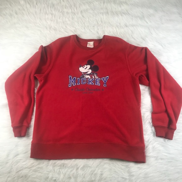 Disney Tops - Disney Mickey Mouse Fleece Red Sweatshirt Size M